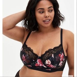 TORRID Black Floral Satin Underwire Bralette 2